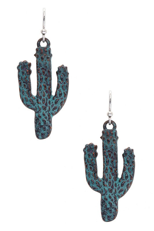 Vintage Textured Cactus Iconic Earrings